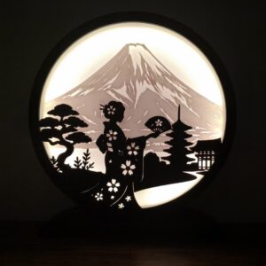 lampe geisha mont Fuji 3D décoration japonaise