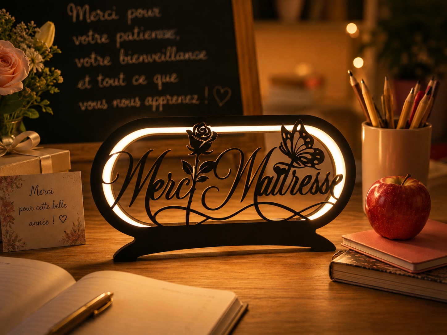 Lampe décorative "Merci Maitresse" – Image 3